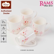 Vantage 350ml Fine Porcelain 4 in 1 Flower Mug Set / Heat Resistant / Cawan Mug Porselin - Cherry Bl