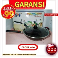 Wok Pan Gsf Enamel 34cm Non-Stick Wok Pan