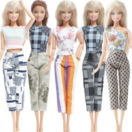 5 Set Fashion Doll Outfit Mix Style Shirt Trousers Daily Casual Wear Cool Clothes for Barbie Doll Baby Girl Kids DIY House Toys