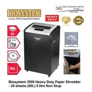 Biosystem 3500 Heavy Duty Paper Shredder - 30 sheets (90L) 5 Hrs Non Stop (Mesin Penghancur Kertas, Heavy Duty Shredder,