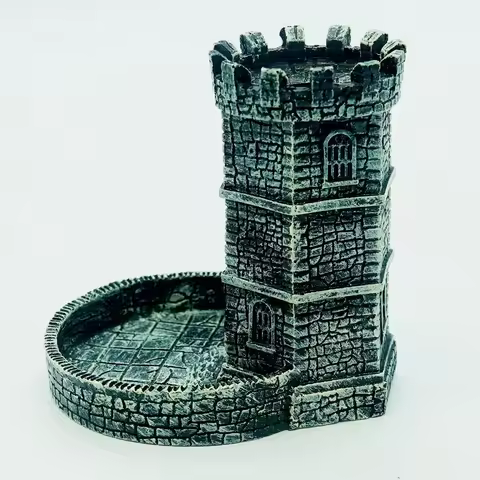 Hollow Castle Xmas Gifts Ornaments DND Dice Tower Fish tank Decor Citywall Ancient Tower for DND Gam