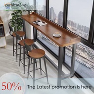 Bar Ka Double-Layer Solid Wood Baffle Balcony Narrow By Window Against The Wall High-Legged Table An