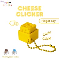 3D Printed Cheese Clicker Keychain | Cute Fidget Toy | Keyboard Switch Clicker Fidget Clicker