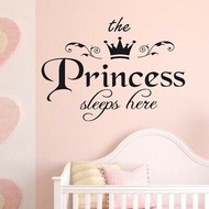 THE PRINCESS SLEEP HERE Wall Sticker Art Word Sticker Princess Wall Mural DIY Wall Sticker English Q