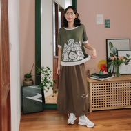 [Dailo] Happy Chat Cocoon Type 8-Point Skirt Green Coffee Gray