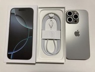 iPhone 16 pro max 256gb eSim + 一張實體sim 外觀全新 原色 電池健康度100% 充電30次 color 蘋果保養至2026/8/13 .