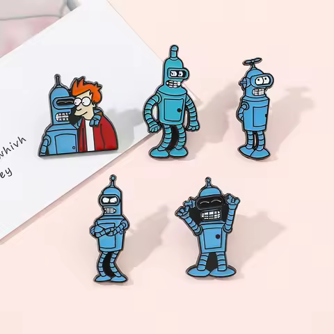 Classic Comedy Futurama Brooch Creative Robot Bender Lapel Pin Badge for Clothes Hat Backpack Access