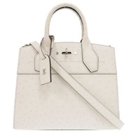 近全新路易威登 City Steamer N94091 鴕鳥皮白色手提包，白色，LV 1010 [二手]LOUIS VUITTON