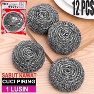 Terbatas ( 1 Lusin ) Sabut Kawat Stainless Cuci Piring / Spons Kawat / Sikat Serabut / Merk Ako 40 /