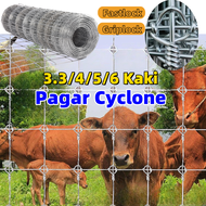 Pagar Cyclone Fence 3.3 4 5 6 Kaki Fastlock/Griplock Pagar Kambing Lembu Rusa Tinggi 50 Meter Jaring Pagar Kebun Besi Pagar Cyclone