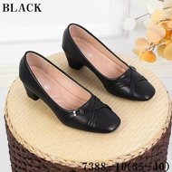 G7388-10 (2 Inch) Black Shoes for Women Leather Materials Elegant Design Comfortable Stylish