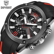 IMPORT DIVEST Jam Tangan Pria, Jam Quartz Olahraga Kasual Tali Karet T