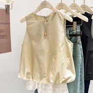 หลวม ผู้หญิง เสื้อสายเดี่ยว เสื้อกั๊ก ฤดูร้อน แจ๊กเก็ต แขนกุด ด้านบน อินเทรนด์ Inner Match Unique Fl