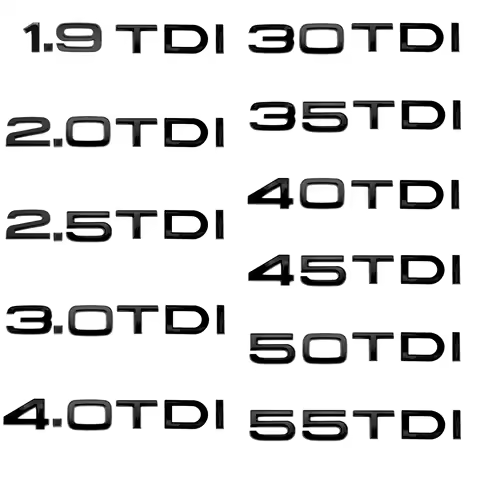 Glossy Black Car Trunk Emblem Sticker 1.9 2.0 2.5 3.0 4.0TDI 30 35 40 45 50 55 TDI For Audi A1 A3 A4