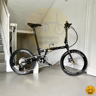 Fnhon Gust 22” • 10 Gears Shimano Tiagra Litepro Folding Bicycle Foldie Folding Fold Bike Black Gold Dahon Tern Crius