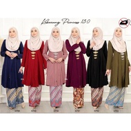 Kebarung Princess 13.0 Baju Kebaya Labuh Muslimah Plain Hitam Maroon Navy Blue Size S-3XL Berpoket Nursing BF Friendly Mesra Menyusu Matching Batik Baju Raya 2022