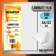 WinPAP Laminate Film (A4/A3 Size, 100 Mic, 20s) Thick Laminate Film, Lamination Paper, Premium Lamin