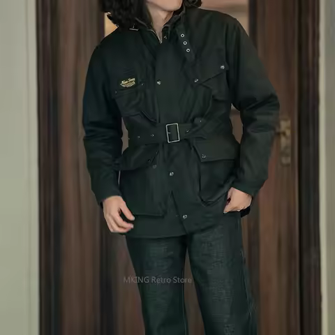 NON STOCK Heavy Oil Wax Cloth Windproof Jacket Men's American Retro Locomotive Oil Wax Jacket