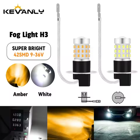 2pcs H3 LED Car Fog Light with lens 9-36V Fog Running Light Bulb Super Bright LED Auto Lamp h3 led y