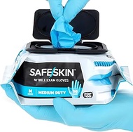 SAFESKIN Nitrile Disposable Gloves in POP-N-GO Pack, Medium Duty, Powder-Free -For First Aid, Cleaning, Gardening, Crafting