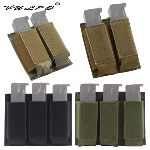 VULPO Tactical Molle 9mm Magazine Pouch Pistol Double & Triptych Mag Pouch Holster For Glock 1911 92