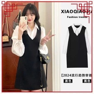 lovito lovito dress A black strap dress with a spring dress with a whole set of fashionable and high-end Korean dramas for small people