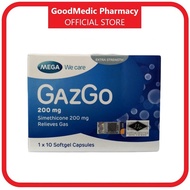 MEGA Gazgo Simethicone 200mg 10 tabs Relieves Gas / Melegakan Angin Dalam Perut