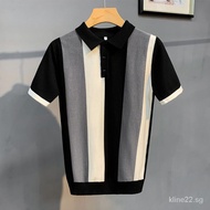 Polo Shirt/Summer Korean Version Knitted Short-Sleeved T-Shirt Men/Cotton polo T-Shirt Men/Cotton polo T-Shirt Men/Men Golf polo Shirt/Summer Korean Version Knitted Short-Sleeved T