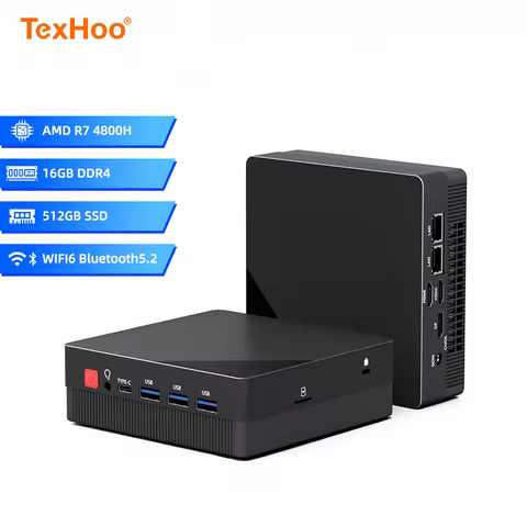 TexHoo Mini PC Computer Gaming AMD Ryzen 7 7730U 4800H Celeron N2940 16GB NVMe Pocket Dual HDMI LAN 