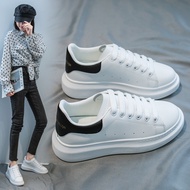 McQueen White Shoes Women 2025 Autumn All-Match Microfiber Breathable Thick-Soled Heightening McQuee