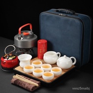 Jusheng Travel Tea Set Portable Bag Outdoor Kung Fu Car Outdoor Camping Tea Making with Kettle Tea-Boiling Stove