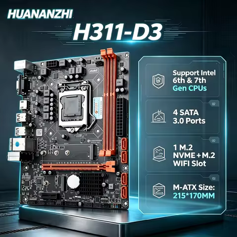HUANANZHI H311 D3 Motherboard LGA 1151 Support Intel Core i3/i5/i7 6th/7th/8th/9th E3 CPU DDR3 Memor