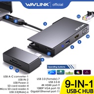 มินิอุปกรณ์เสริมสำหรับการเชื่อมต่อกับแลบทอป USB3.0 WAVLINK 9-In-1เชื่อมต่อหลายพอร์ตกับ2K HDMI 1080P
