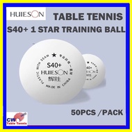 Huieson S40+ 1-Star Training Ball  50 pcs per Pack Table Tennis Ball Bola Ping Pong