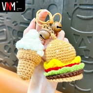 keychain cute plushie keychain Burger rajutan mewah kreatif Coke gantungan kunci loket beg pelajar c