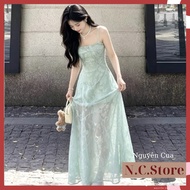 2-Strap Mesh Lace Dress, Party Style for Going to the Beach and Going Out