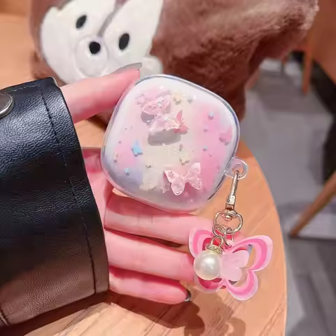 3D Cherry Butterfly Earphone Cover For Xiaomi Redmi Buds 6 Play Soft TPU For Redmi Buds 6 Play Earph