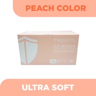 Medicos 4 ply lumi series surgical face mask peach 50's