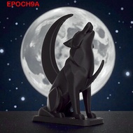 EPOCH9A Wolf Moon Statues, Gothic 3D Printed Desktop Wolf Decorations, Unique Creative Night Theme D
