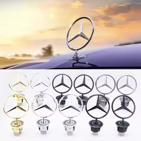44mm 3D Metal Chrome Black For Mercedes Benz C/E/S Class W204 W212 W220 W210 W221 Car Front Hood Emb