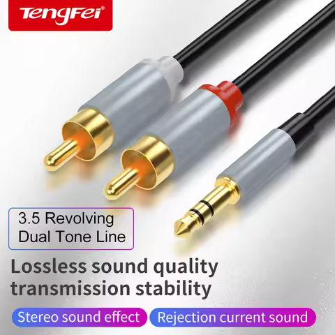 RCA Cable 3.5mm to 2RCA Splitter 3.5 Jack to 2 RCA Male Audio Wire for Amplifiers HiFi Stereo Home T