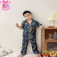 Silk Terno Pajama Long Pants Silk Sleepwear Set For Kids BOY(1Set)