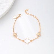 Hyl Jewelry 654B Gelang Titanium Wanita  Bangle Bracelet Four Leaf Clover Terbaru Anti Karat Dan Ker