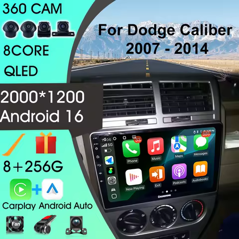 Android 16 For Dodge Caliber 2007-2010 Autoradio GPS Navigation 4G WIFI BT Car Radio Carplay Auto Ca