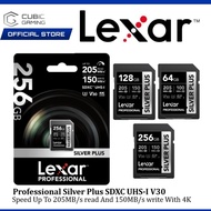 LEXAR SILVER PLUS SDXC SD CARD  U3 V30 4K SPEED UP TO 205MB/S READ & 150MB/S WRITE FOR SLR CAMERA 64