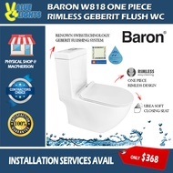 Baron W818 One Piece Rimless WC Toilet Bowl with Geberit Fitting Swiss Technology Flush