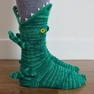 NovaThread Crocodile Socks - Funky Modern Knit Thickened Animal Print