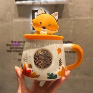 紫鑽🌟誠信商家🌟💜全新Starbucks星巴克咖啡杯楓葉狐狸秋季森林陶瓷馬克杯300ml