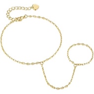 14K Gold Bracelets for Women 14K Gold Hand Chain for Women Rings Bracelet Hand Chain Unique Design w