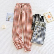 Muji Checked Pajama Pants 100% Cotton Necked Non-Itching Comfortable H012 Home Washed Pyjamas Women 